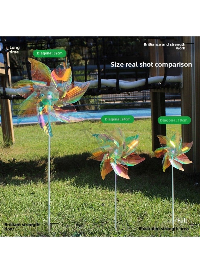 Cartoon Laser Colorful Windmill Children's Toy Stall Internet Red Rainbow Windmill Activity Gift Stall Scenic Spot-Color:100 Colorful Five-blade Windmills Diagonal 21cm With Fiberglass Poles Included
