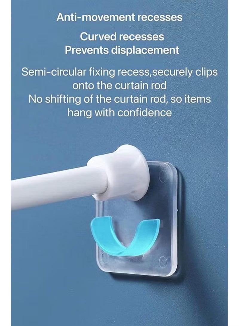 Momotata 4 عبوات بدون أقواس قضيب ستارة لاصقة 7x7 سم - حاملات قضيب شد مثبتة على الحائط شفافة لستارة الدش وخزانة وقضيب تخزين - يناسب قضبان أقل من 3.2 سم - لا يوجد تلف قضيب دعم قضيب الجدار - Image 5