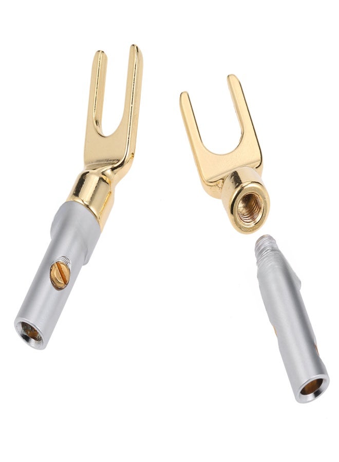 Y Spade Speaker Plugs Red& Black Adapter Gold Plated and Silver Plated Left and Right Channels Audio Screw Connector Adapter - Image 4