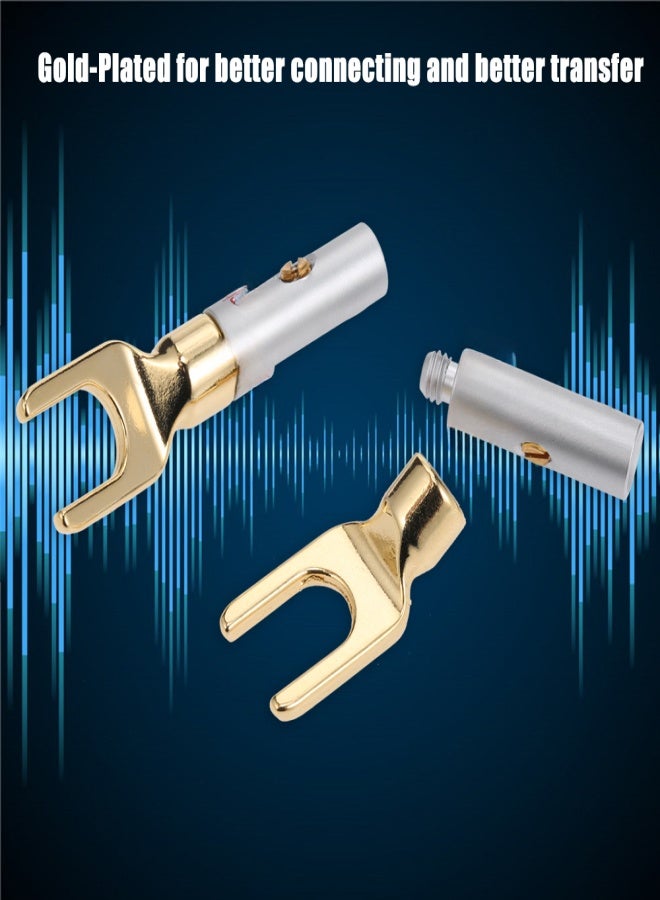 Y Spade Speaker Plugs Red& Black Adapter Gold Plated and Silver Plated Left and Right Channels Audio Screw Connector Adapter - Image 2