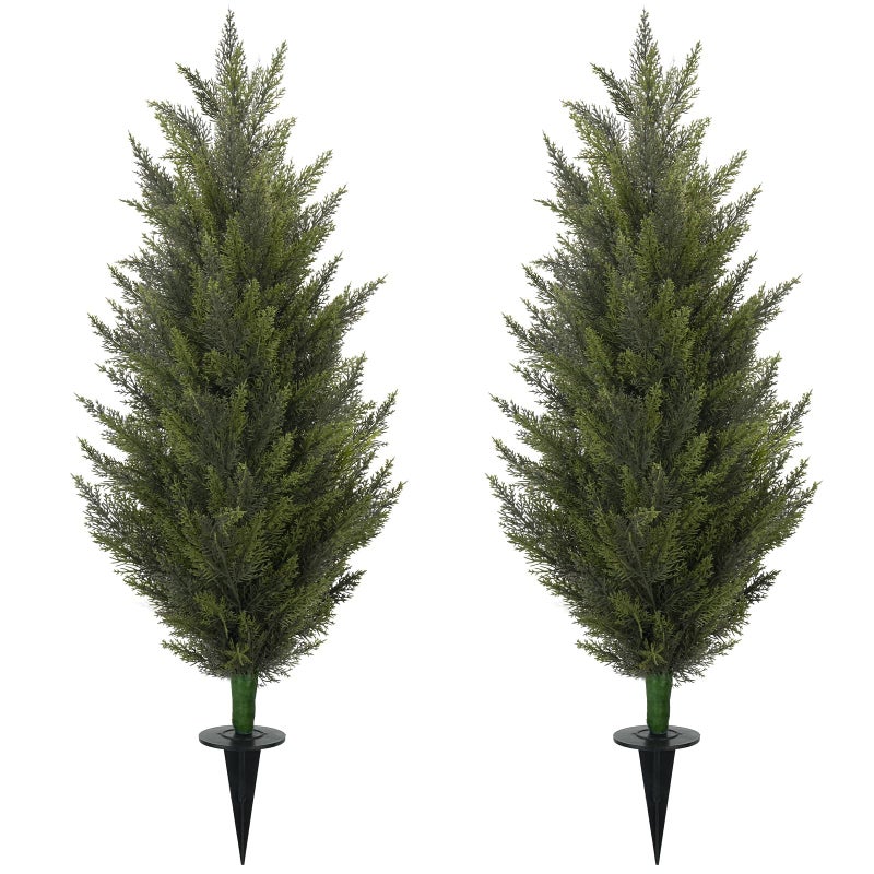 MHMJON 3.6FT Fake Topiary Trees Artificial Outdoor 2 Pcs Faux Cedar Tree UV Resistant Shrubs for Outdoor Patio, Porch, Garden Indoor Planters Home Decoration - Image 1