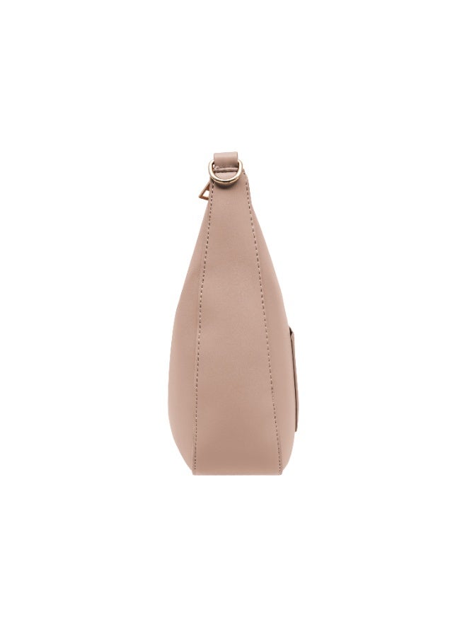 Foska Women's Hobo-style cross bag - Smooth PU Leather - Apricot Nude - 26x25 cm - Image 3