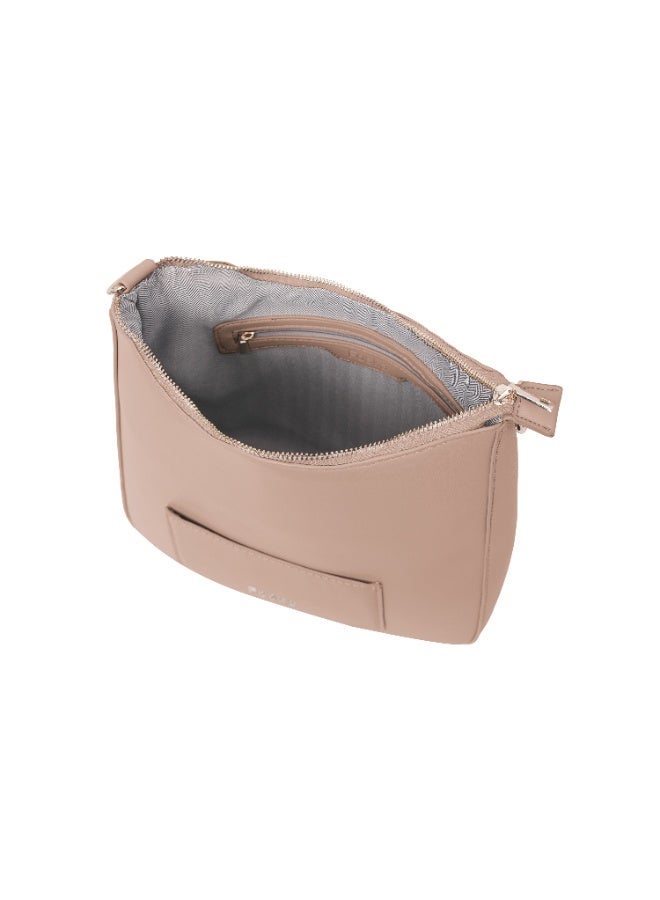 Foska Women's Hobo-style cross bag - Smooth PU Leather - Apricot Nude - 26x25 cm - Image 5