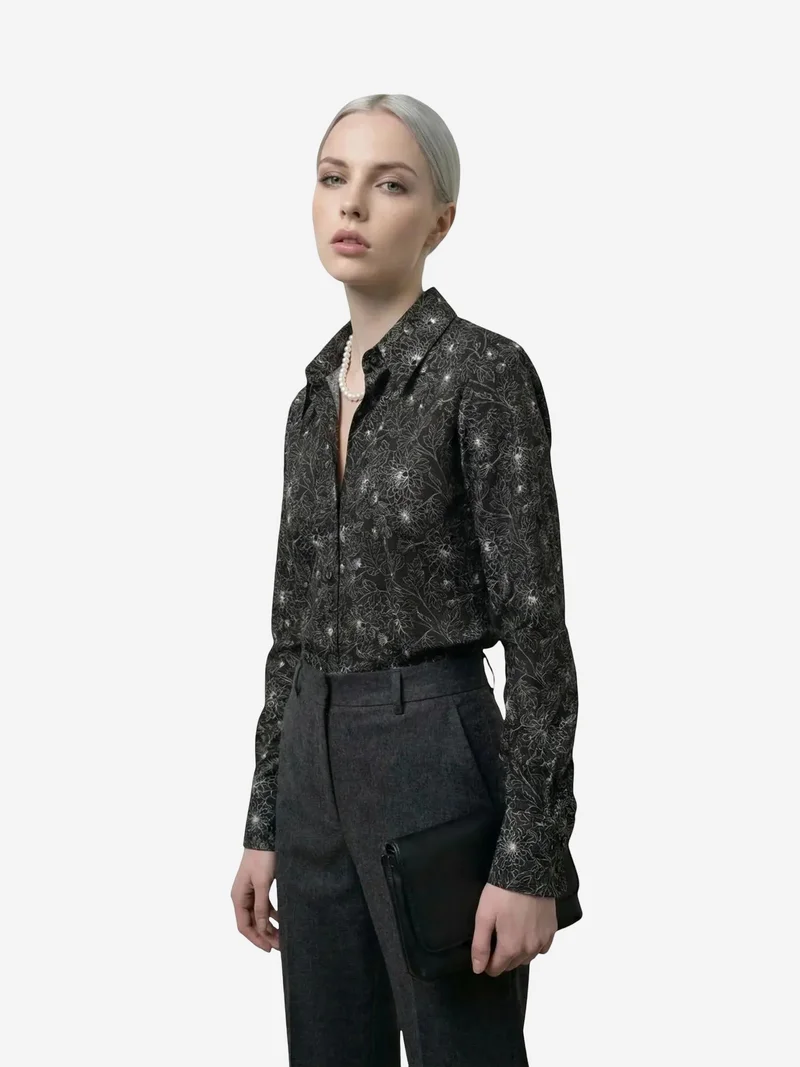My Fashion Black MY FASHION Abstract Print Button-Up Shirt for Women | Best Price UAE