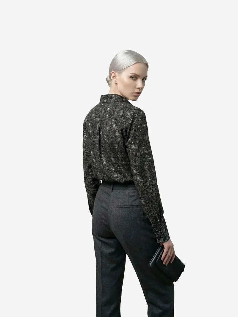 My Fashion Black MY FASHION Abstract Print Button-Up Shirt for Women | Best Price UAE