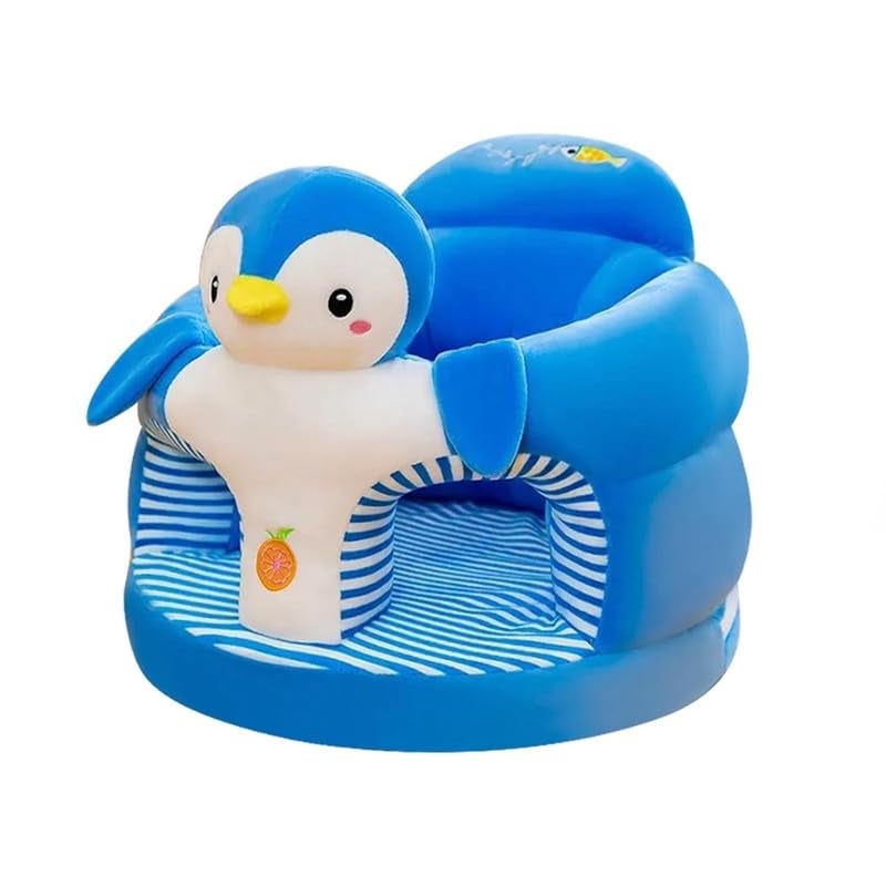 KIZDY KIZDY Penguin Baby Soft Plush Cushion Baby Sofa Seat Or Rocking Chair for KidsInfants Toddlers Penguin Shape Blue Training Seat Baby Safety Sofa Dining Chair Use for Baby 0 to 3 Years - Image 1