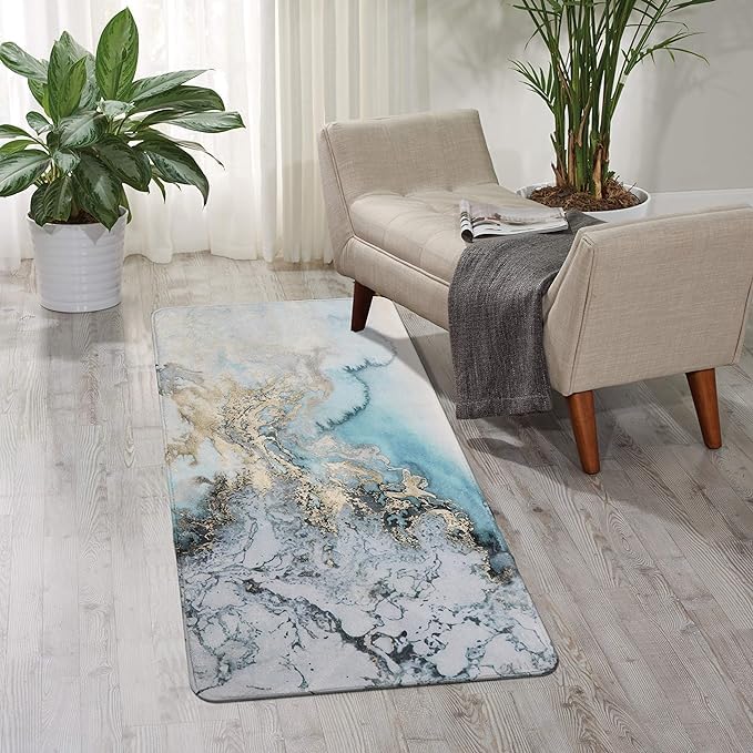 Brikipth Brikipth Marble Toilet Floor Pad Bath Mat Rug Bathroom Door Mat Flannel Absorbent Soft Bathr Toilet Carpet Rubber Absorbent Quick Dry Washable Earth Shower Mat for Bathroom Tub Shower - Image 3