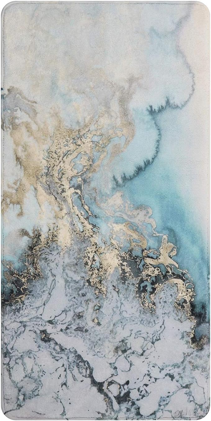 Brikipth Brikipth Marble Toilet Floor Pad Bath Mat Rug Bathroom Door Mat Flannel Absorbent Soft Bathr Toilet Carpet Rubber Absorbent Quick Dry Washable Earth Shower Mat for Bathroom Tub Shower - Image 4