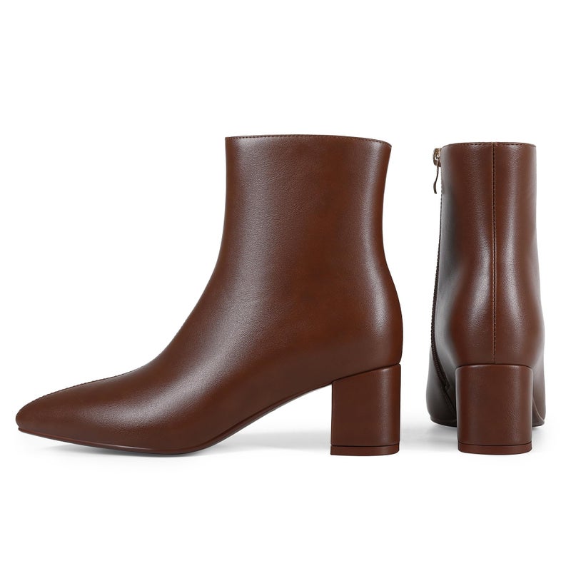 Abbleet Women's Ankle Boots Pointed Toe Chunky Block Heel Short Boots for Women Low Heeled Bootiesï¼ˆLightBrown,7.5ï¼‰ - Image 5