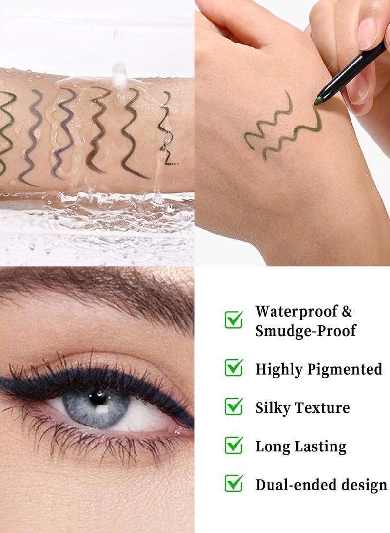 lakerain Eyeliner Pencil Long Lasting Color Crayon Contour Dark Brown Waterproof Eyeliner Gel Matte Cream Eyeliner Waterline Smoky Makeup Eye Liner Pencils Built in Sharpener and Smudger Smudge Proof 24H Retractable Eyeliner Pen - Image 4