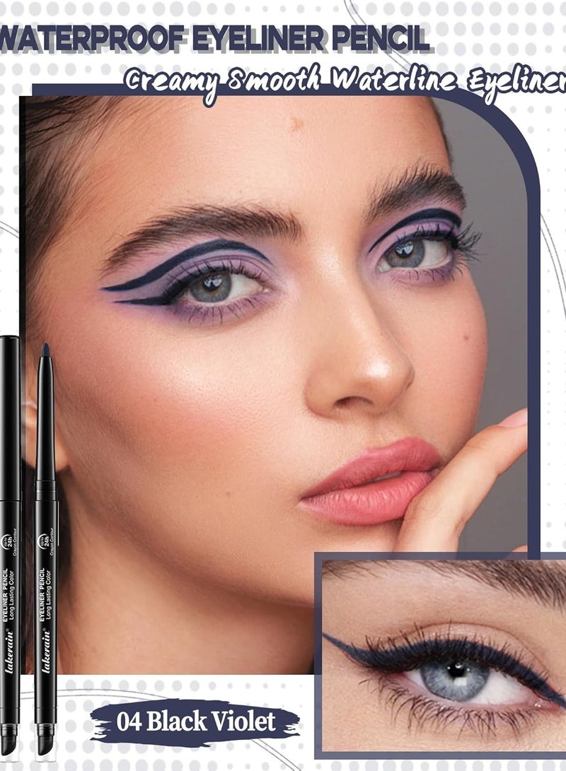 lakerain Eyeliner Pencil Long Lasting Color Crayon Contour Dark Brown Waterproof Eyeliner Gel Matte Cream Eyeliner Waterline Smoky Makeup Eye Liner Pencils Built in Sharpener and Smudger Smudge Proof 24H Retractable Eyeliner Pen - Image 2