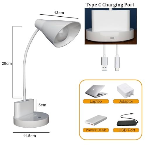 fizzytech 360° Flexible Desk Lamp Light with Mini Fan - Advanced Pen & Mobile Holder, Modern Touch Switch, All-in-One Adjustable Desk Lamp for Reading, Studying & Office (White and Black) - Image 2