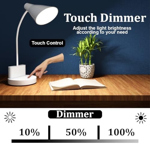 fizzytech 360° Flexible Desk Lamp Light with Mini Fan - Advanced Pen & Mobile Holder, Modern Touch Switch, All-in-One Adjustable Desk Lamp for Reading, Studying & Office (White and Black) - Image 4