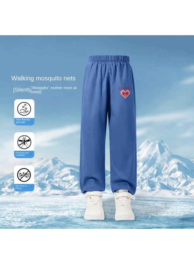 Badibadi Girls' Pants, Large Kids' Summer Thin Denim-like Mosquito Repellent Pants, Girls' Outdoor Sports Pants, Trendy Children's Summer Wear - Image 2