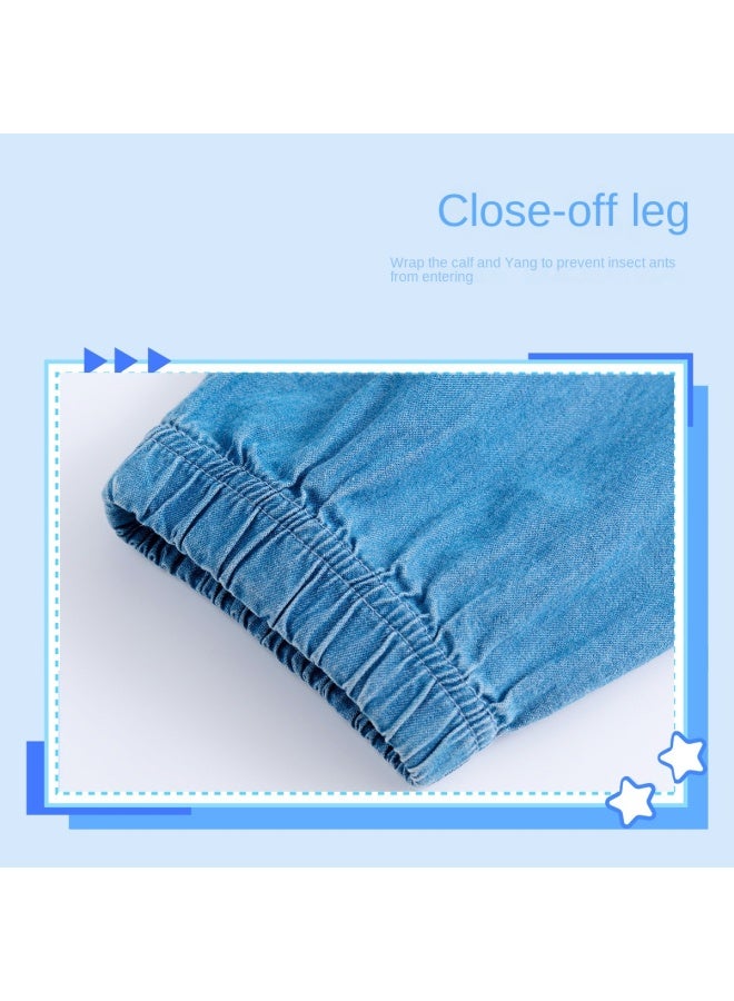 Badibadi Girls' Pants, Large Kids' Summer Thin Denim-like Mosquito Repellent Pants, Girls' Outdoor Sports Pants, Trendy Children's Summer Wear - Image 5