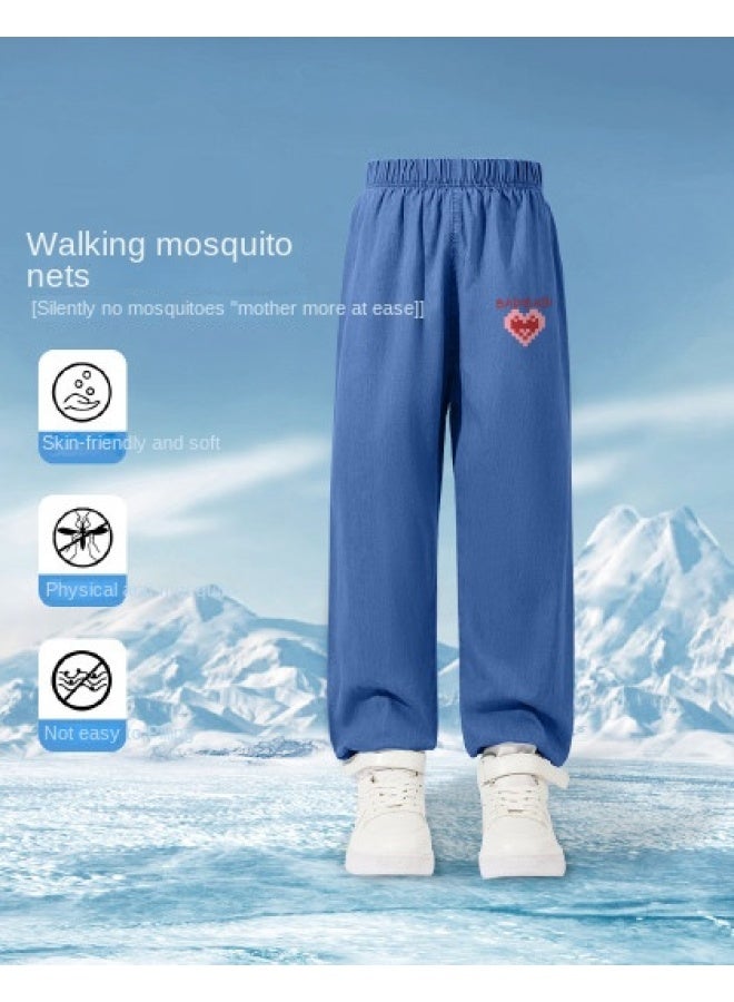 Badibadi Girls' Pants, Large Kids' Summer Thin Denim-like Mosquito Repellent Pants, Girls' Outdoor Sports Pants, Trendy Children's Summer Wear - Image 1
