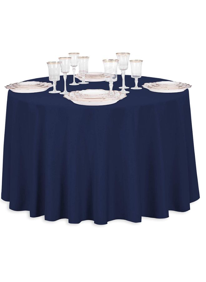 لينين تايبل كلوث مفرش للطاولة بنمط سادة أزرق كحلي 108بوصة - Image 3