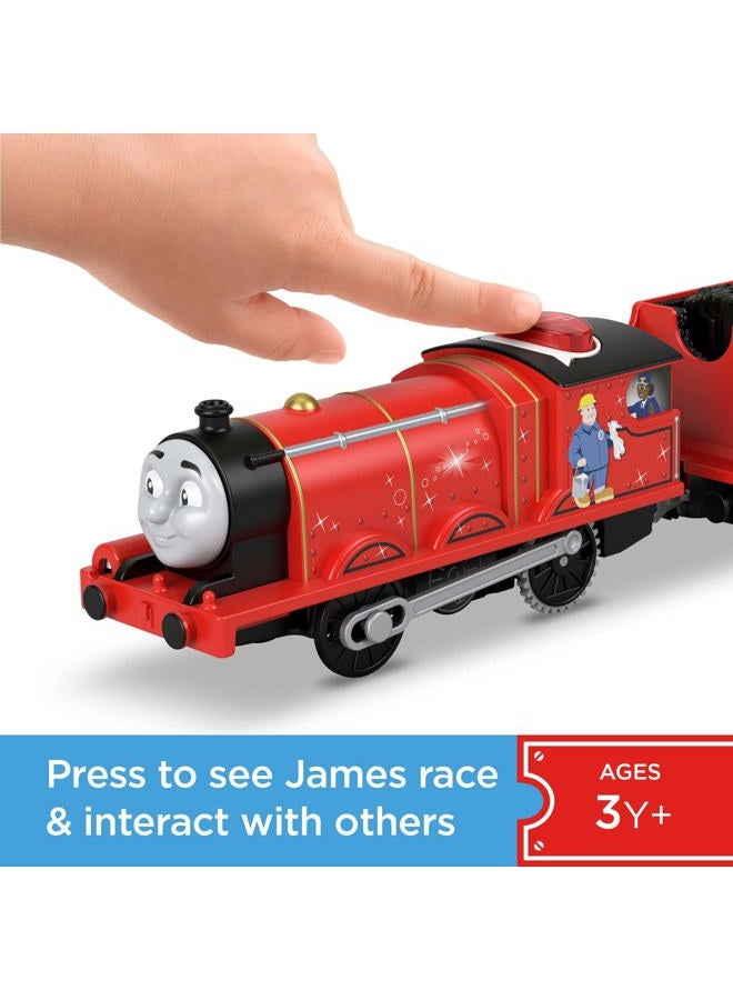 THOMAS & FRIENDS قطار توماس وأصدقائه المتحرك - محرك جيمس المتحدث مع أصوات وعبارات وعربة فحم للعب التخيلي للأطفال من عمر 3 سنوات فما فوق - Image 2