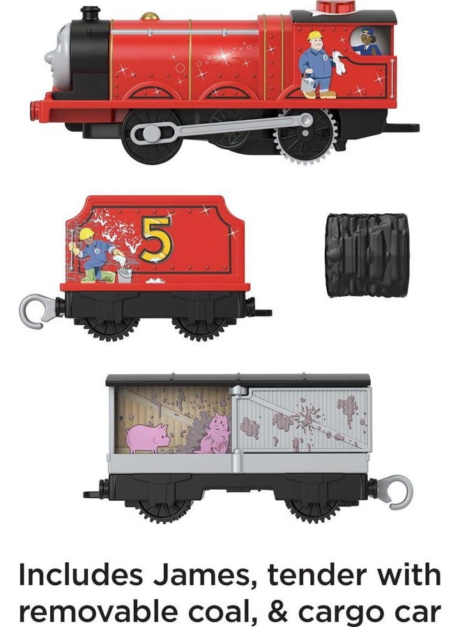 THOMAS & FRIENDS قطار توماس وأصدقائه المتحرك - محرك جيمس المتحدث مع أصوات وعبارات وعربة فحم للعب التخيلي للأطفال من عمر 3 سنوات فما فوق - Image 5