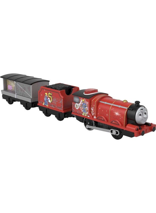 THOMAS & FRIENDS قطار توماس وأصدقائه المتحرك - محرك جيمس المتحدث مع أصوات وعبارات وعربة فحم للعب التخيلي للأطفال من عمر 3 سنوات فما فوق - Image 1