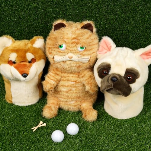 LZFAN Golf Club Covers for Woods and Drivers Funny Driver Headcover Animal Golf Club Head Covers Golf Gifts for Men Women Plush Cat - Image 5