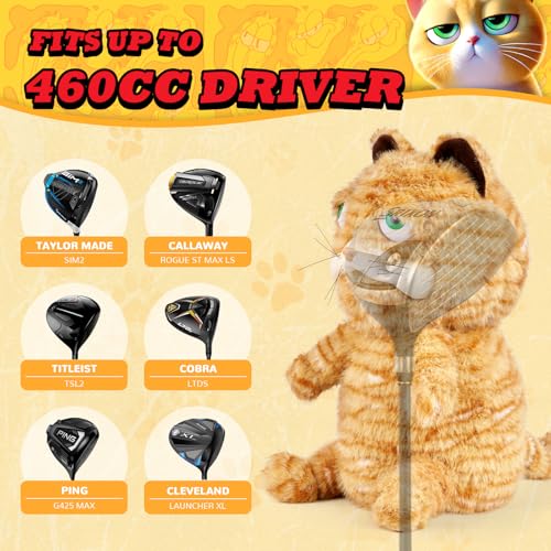 LZFAN Golf Club Covers for Woods and Drivers Funny Driver Headcover Animal Golf Club Head Covers Golf Gifts for Men Women Plush Cat - Image 2