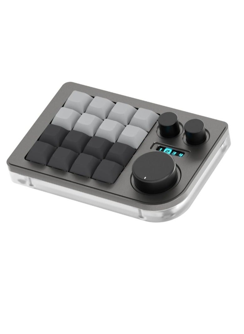 Triple Knob Macro Pad, Programmable Designer Mini Keyboard, One Handed Macro Mechanical Keyboard Portable Keyboard For Gaming Design Software Drawing, (1pc, Grey) 