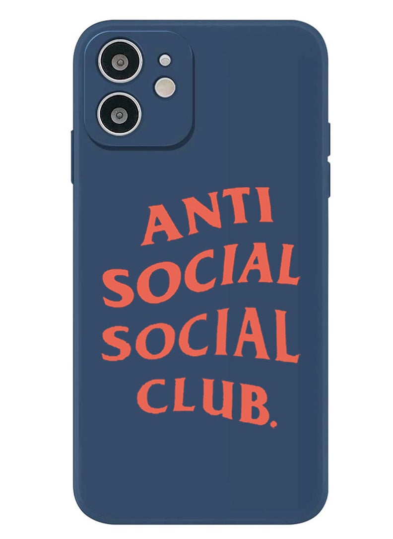 Theodor Protective Slim Fit Case Liquid Silicone Cover with Full Body Protection Anti-Scratch Shockproof Case For iPhone 12 Blue  - Anti social social club copy  - Image 1