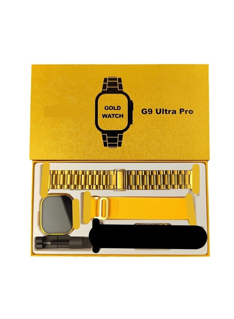 Original G9 Ultra Pro Gold smartwatch series 9 NFC Bluetooth call stainless steel wireless charging - Image 1