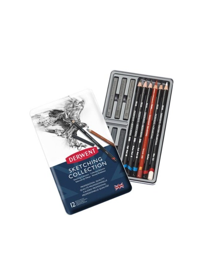Derwent - Mixed Media Pencils Set Tin Pack of 12 Pencils - Image 1