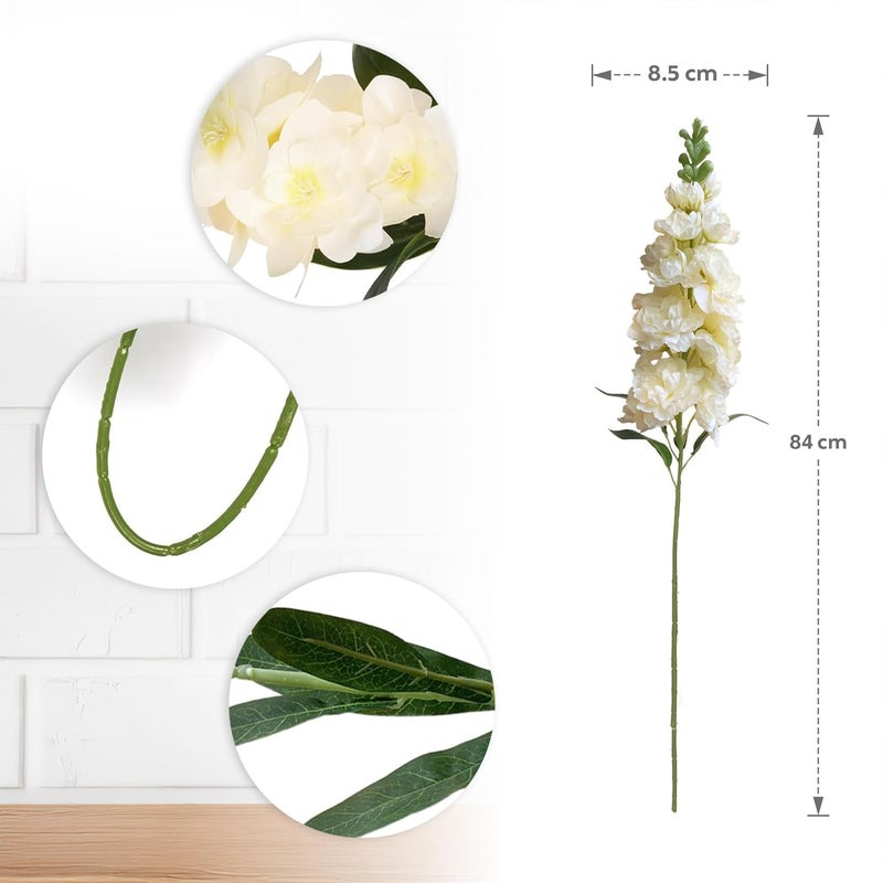 Decor & More 2 PCS Realistic Silk Delphinium Long Stem Artificial Flowers Bunch Without Pot | Artificial Flower for Decoration | Long Artificial Flowers for Big Vase | Home & Restaurant (Champagne) - Image 2