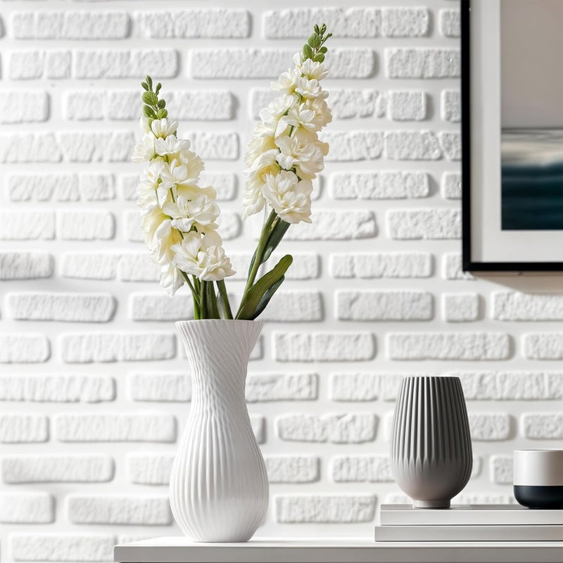 Decor & More 2 PCS Realistic Silk Delphinium Long Stem Artificial Flowers Bunch Without Pot | Artificial Flower for Decoration | Long Artificial Flowers for Big Vase | Home & Restaurant (Champagne) - Image 1
