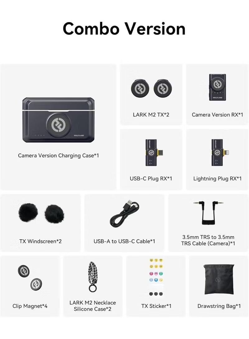 هولي لاند Hollyland LARK M2 Wireless Microphone for iPhone, Android and Camera, 48KHz 24Bit Hi-Fi Audio,Noise Cancellation, 40H Duration for Vlogging, YouTube, Streaming Lark M2 Black Lark M2 black - Image 2