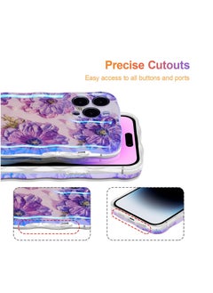 SYOSI Case for iPhone 15 Pro Max, TPU Protective Phone Case, Oil Painting Flower Beam Glossy  Wave Border Phone Cover, Floral Flower Pattern Shockproof Cover, for Girls Women  - Image 5
