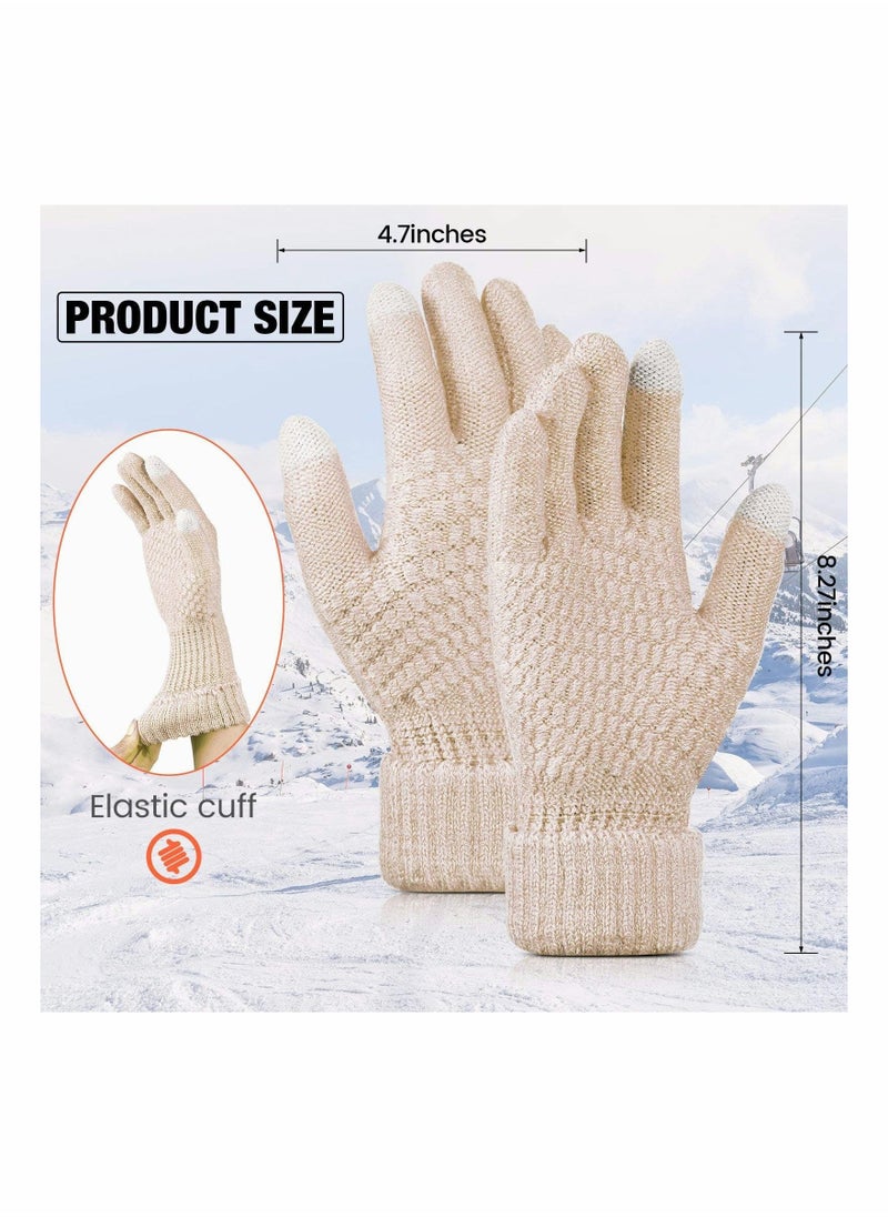 SYOSI 4 Pairs Women's Winter Touch Screen Gloves Warm Fleece Lined Knit Gloves Elastic Cuff Winter Texting Gloves  - Image 2
