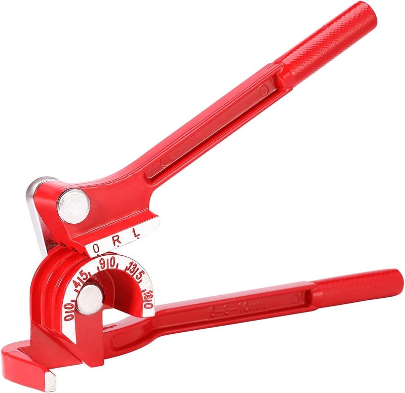 UPTODATETOOLS 3in1 Tube Bender Brake Line Bending Tool For 6810mm Tubes Stainless Steel Red 180 Degree Tubing Bender - Image 1