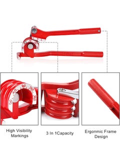 UPTODATETOOLS UPTODATETOOLS 3in1 Tube Bender Brake Line Bending Tool For 6810mm Tubes Stainless Steel Red 180 Degree Tubing Bender  - Image 2