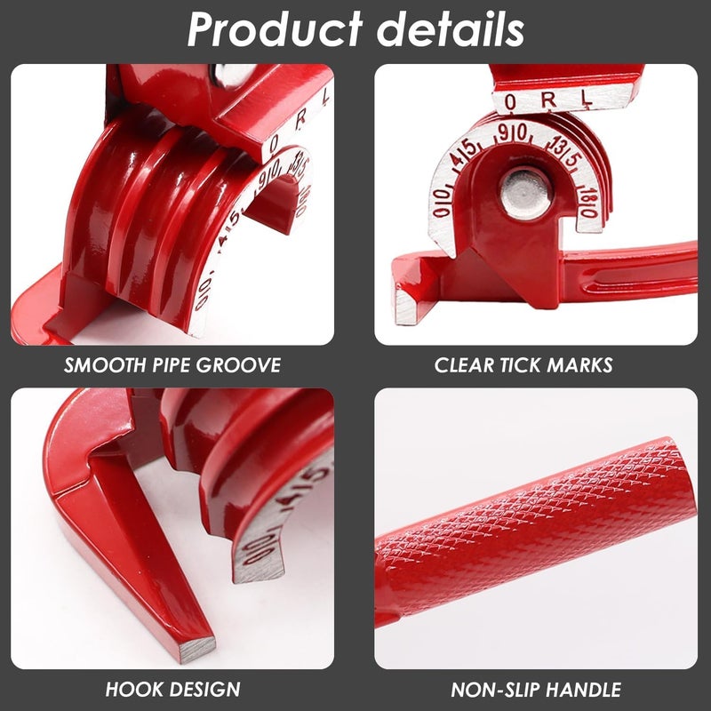 UPTODATETOOLS 3in1 Tube Bender Brake Line Bending Tool For 6810mm Tubes Stainless Steel Red 180 Degree Tubing Bender - Image 4