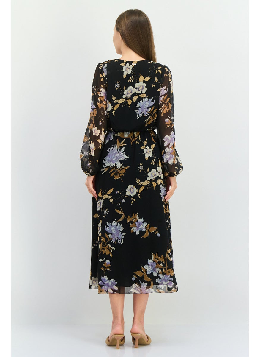 GUESS Women Floral Print Midi Dress, Black Combo  - Image 4