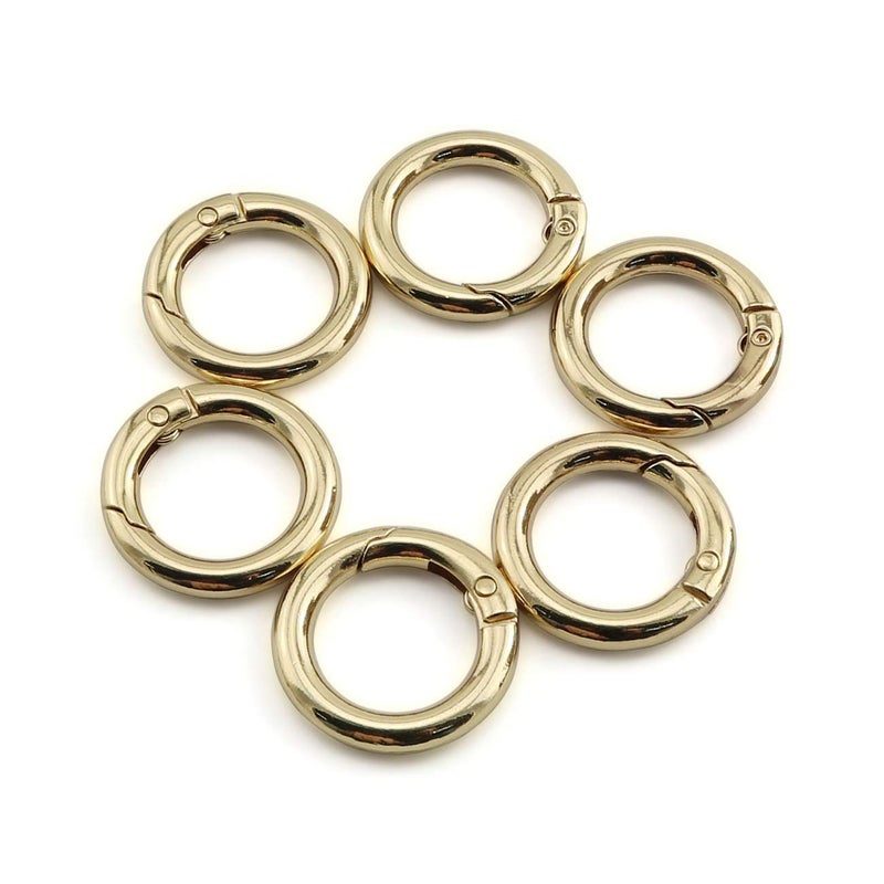 JCBIZ JCBIZ 6pcs 19x29mm Round Spring Snap Hooks Clip DIY Accessories for Handbag Purse Shoulder Strap Key Chains Buckle Zinc Alloy Circle Round Metal Spring Key RingGold 