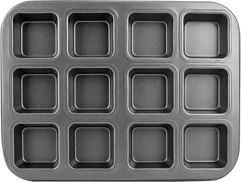 Beasea Brownie Pan with Dividers, 1 Set 12 Cavity All Edges Square Cupcake Brownie Pans Mini Cake Non Stick Baking Carbon Steel Bread Mold Small Edge 3x4 Individual Cutter Sheet Tray for Cookie Oven - Image 1