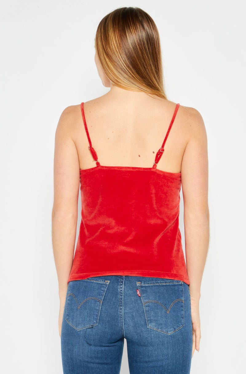 NA-KD Women Square Neck Sleeveless Solid Top, Red - Image 3