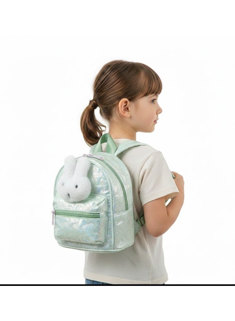حقيبة ظهر صغيرة للأطفال من كاناز بتصميم أرنب لطيف | حقيبة مدرسية خفيفة الوزن من الجلد الصناعي للبنات | حقيبة نهارية صغيرة لرياض الأطفال والسفر، حقيبة تيدي B3496 (أخضر نعناعي) - Image 2