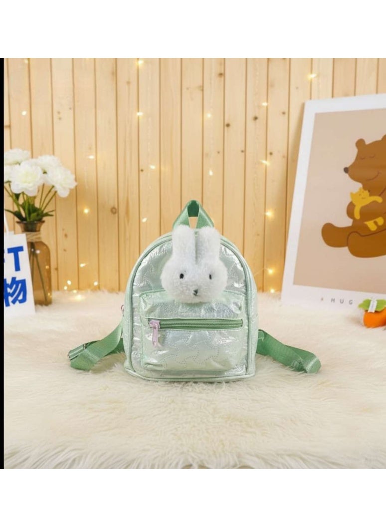 حقيبة ظهر صغيرة للأطفال من كاناز بتصميم أرنب لطيف | حقيبة مدرسية خفيفة الوزن من الجلد الصناعي للبنات | حقيبة نهارية صغيرة لرياض الأطفال والسفر، حقيبة تيدي B3496 (أخضر نعناعي) - Image 3
