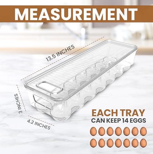 Utopia Home Egg Container With Lid and Handle for Refrigerator - Pack of 3 - Clear Stackable Egg Holder for Kitchen Storage and organization - Image 2