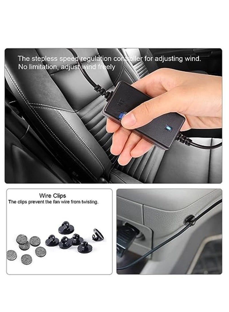 MUNTAQI Car Fan, 360 Degree Rotation Rear Seat Car Fan 12V Cooling Fan with Stepless Speed Adjustment for SUV, RV, Vehicle - Image 5