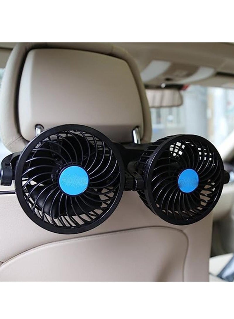 MUNTAQI Car Fan, 360 Degree Rotation Rear Seat Car Fan 12V Cooling Fan with Stepless Speed Adjustment for SUV, RV, Vehicle - Image 1