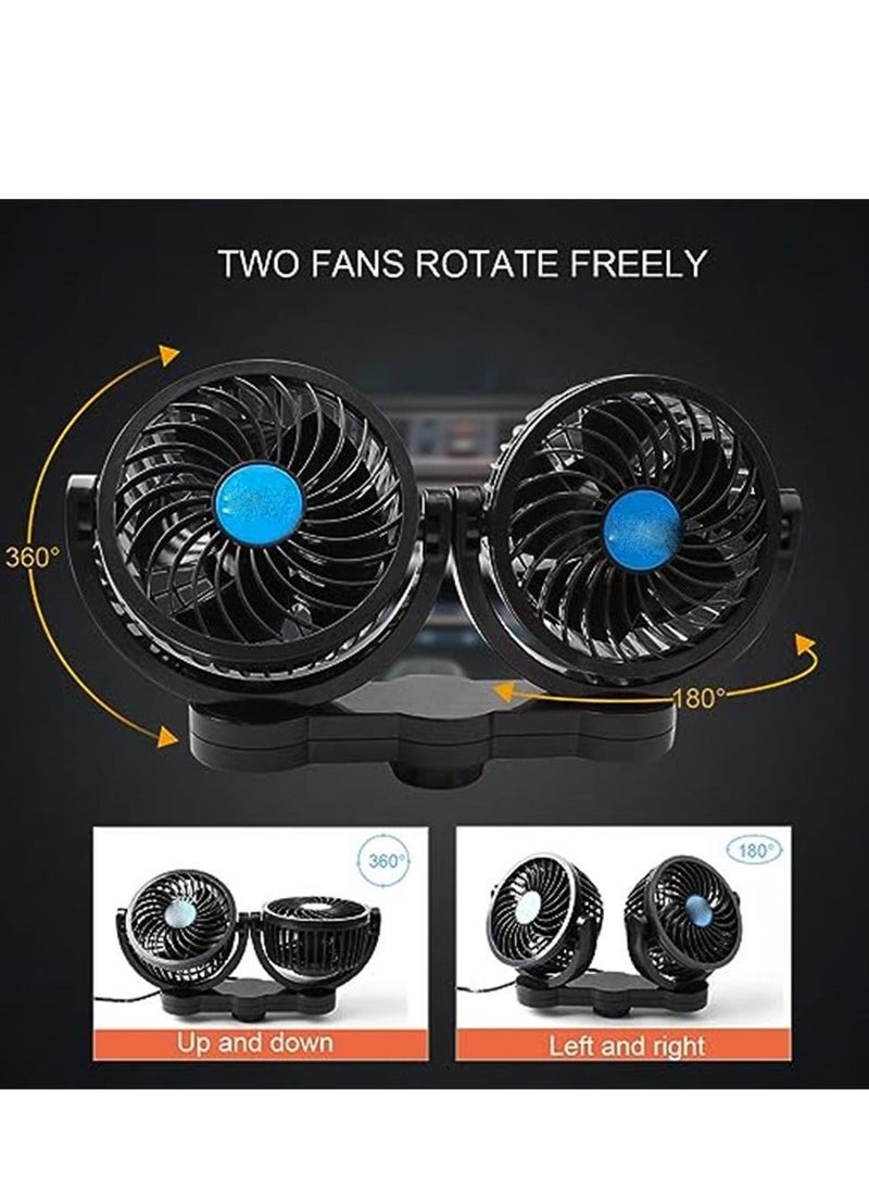 MUNTAQI Car Fan, 360 Degree Rotation Rear Seat Car Fan 12V Cooling Fan with Stepless Speed Adjustment for SUV, RV, Vehicle - Image 2