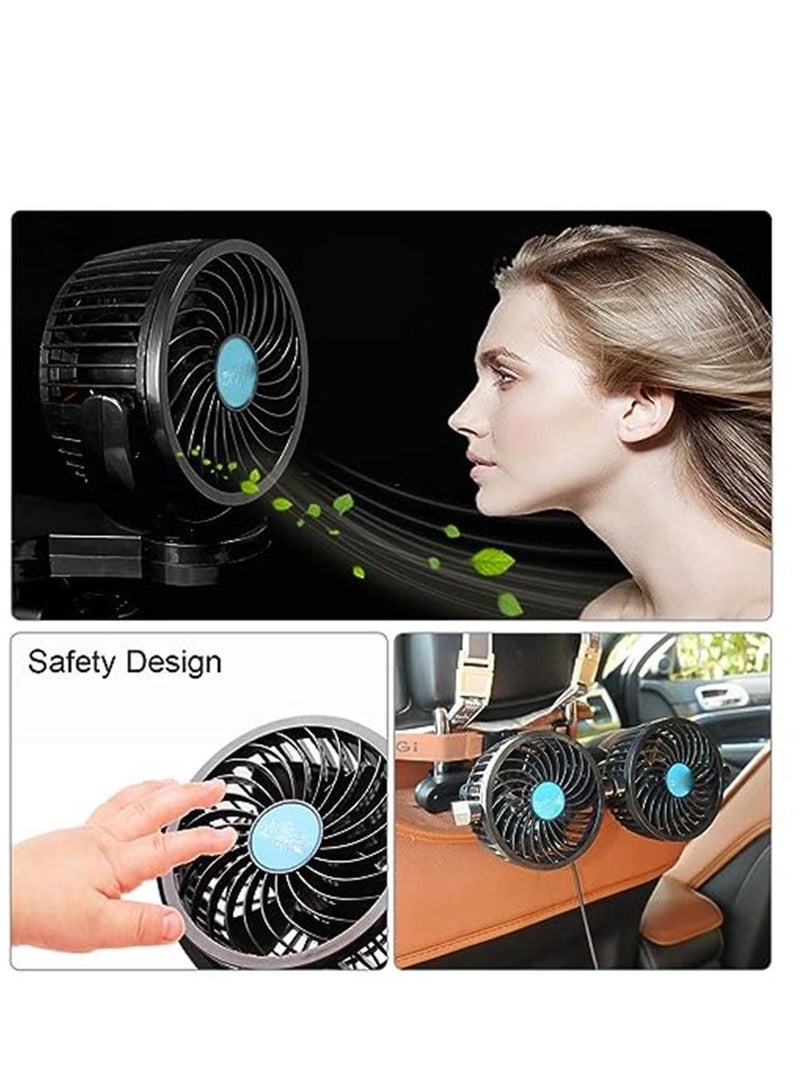 MUNTAQI Car Fan, 360 Degree Rotation Rear Seat Car Fan 12V Cooling Fan with Stepless Speed Adjustment for SUV, RV, Vehicle - Image 4