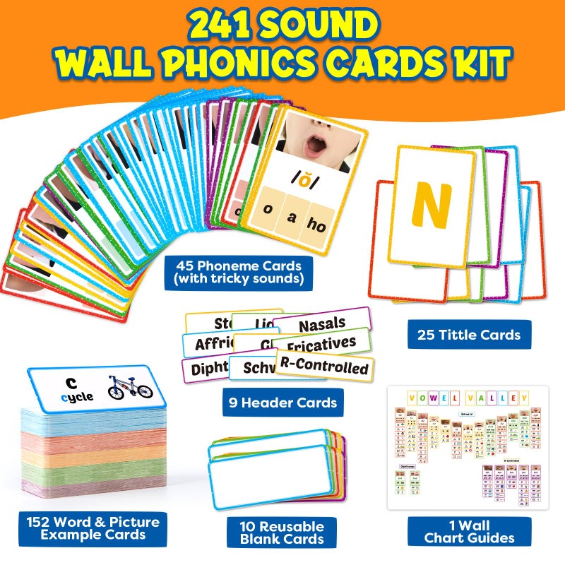 Edulok Phonics Sound Wall Set,Letter Sounds Sight Words Flash Cards,Learn to Read Sounds Phoneme Speech Therapy Materials,Phonics Games for Kids Kindergarten,Phonemic Awareness Speak Spell Learning Activity - Image 5